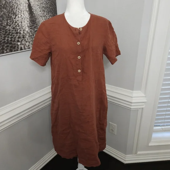 linenfox Bloom Linen Dress small in terracotta - Picture 4 of 10